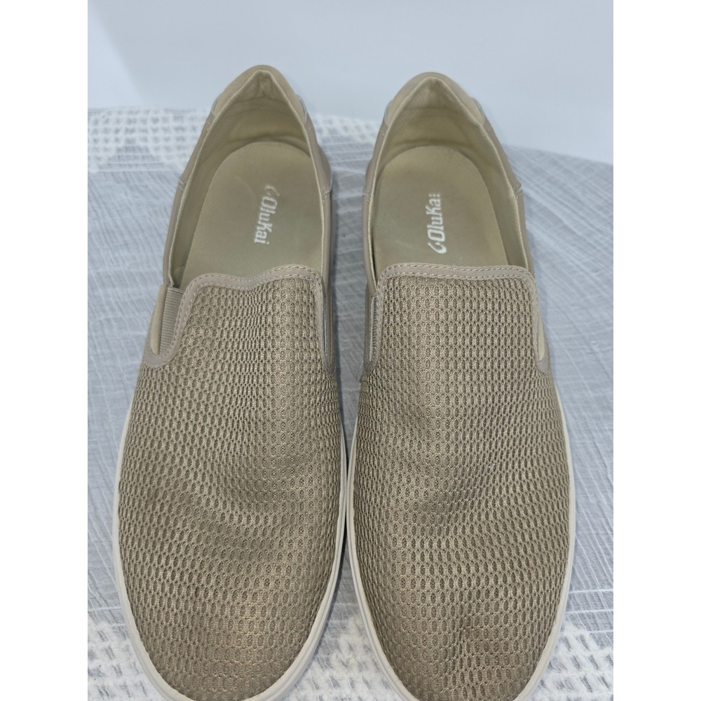 OluKai Lae'ahi Men 14 Slip On Mesh Sneakers Tan Clay 10443-1010 Drop-In Heel